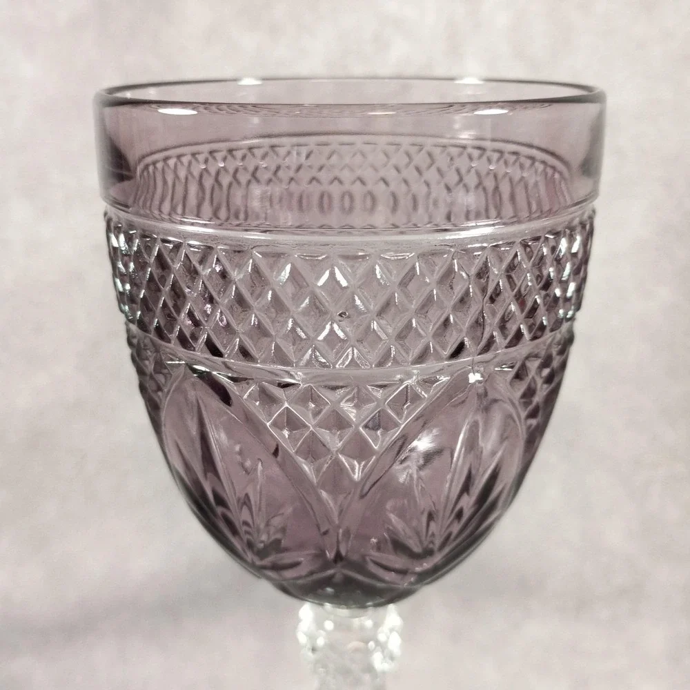 Set of 2 Cristal D'Arques Durand  Amethyst Purple Water/Wine Goblet Glass